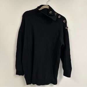 Anthropologie Black Cowl Neck Sweater with Buttons